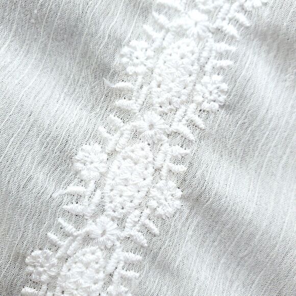 Sheer Embroidered Top M Popover 3/4 Sleeve Gauzy Boho Fairy Etherial Coverup - Picture 6 of 16